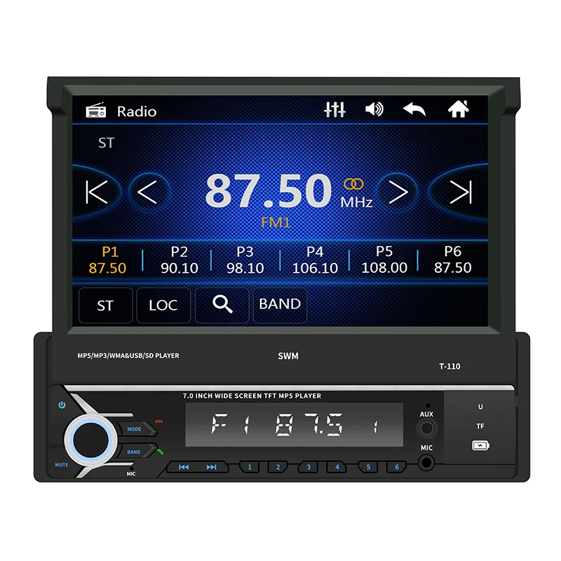 Touch Screen car stereo MP5 MP4 Player Support Rear image TF/FM/USB/AUX 7 inch 1 Din Car Radio