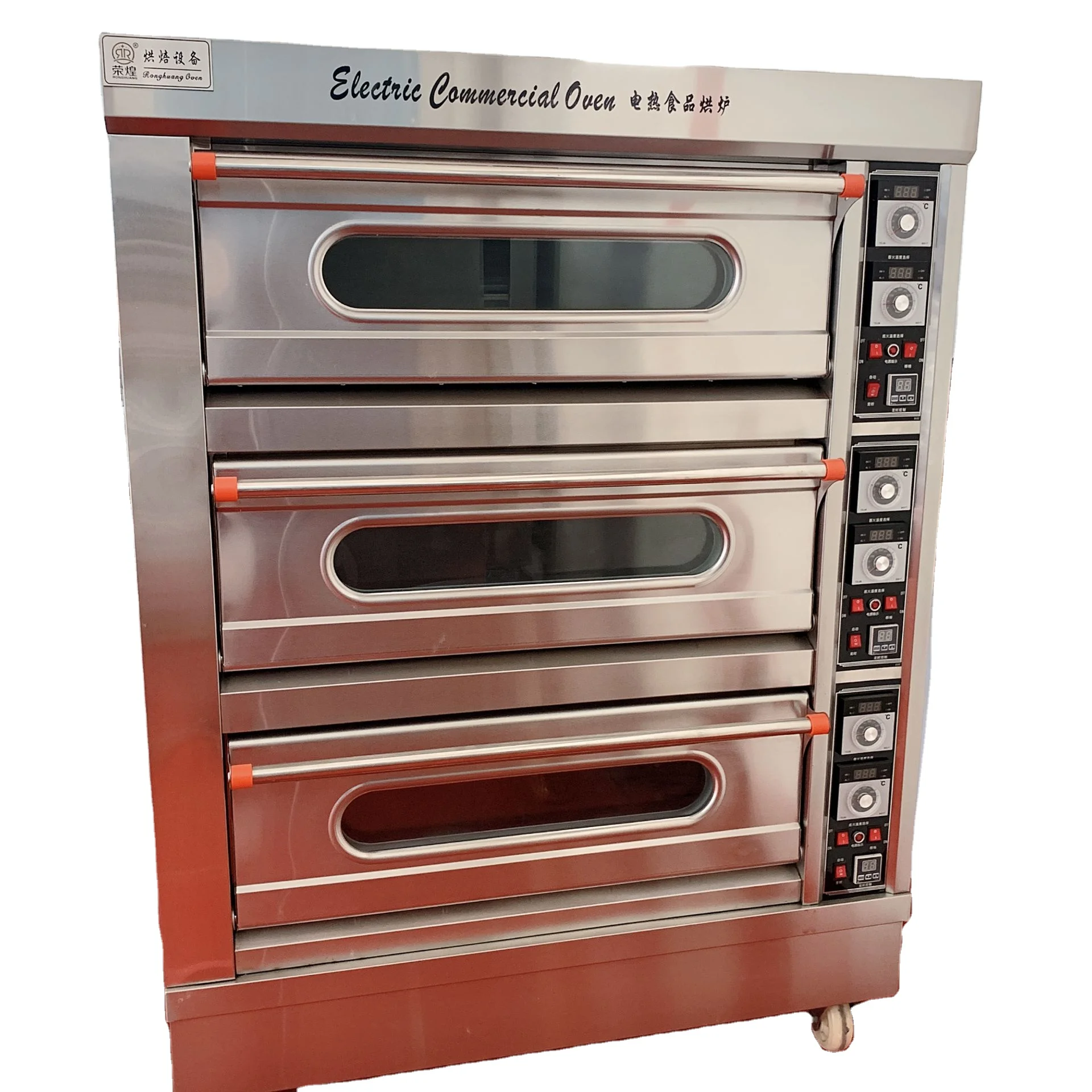 Коммерческая промышленная Хлебопекарная электрическая колода для пиццы, хлеба, 3 колоды, 6 лотков с таймером, контурная печь