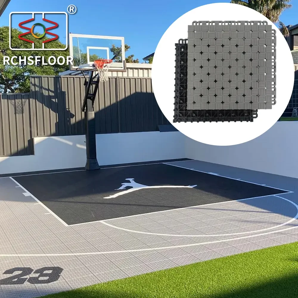 Interlocking Sports Flooring Tiles GYM Badminton Basketball Court Indoor Recycled Rubber Floor Mat