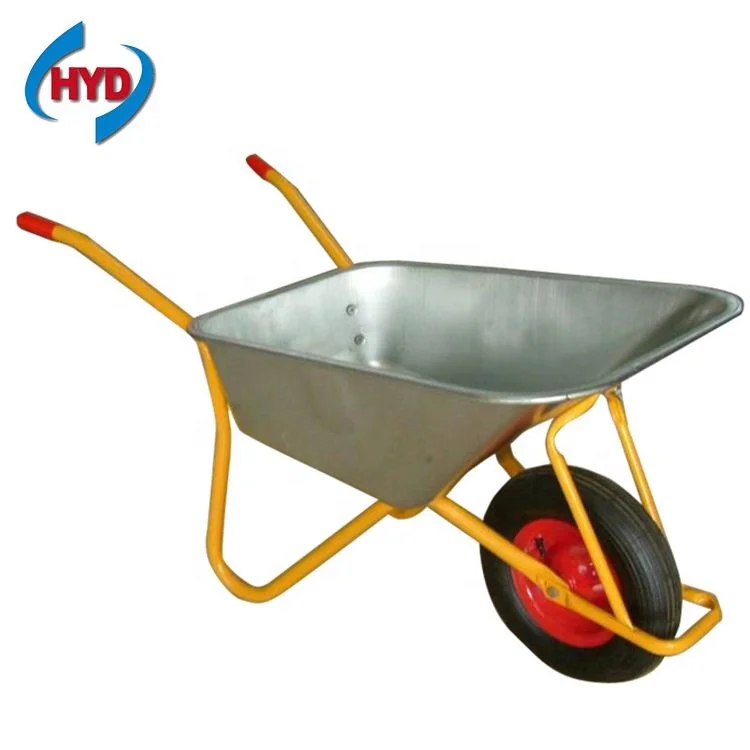 Yellow Color Wheel Barrow Pneumatic Wheels Wheelbarrow