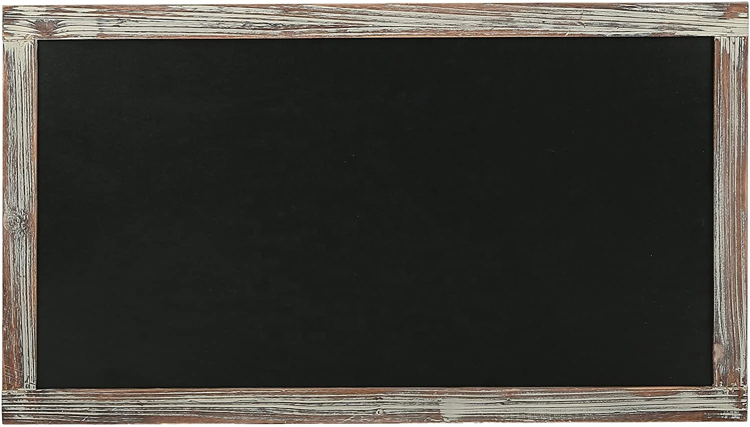 Wall-Mounted Vintage Brown Wood Chalkboard with Cork Board & Mail Holder