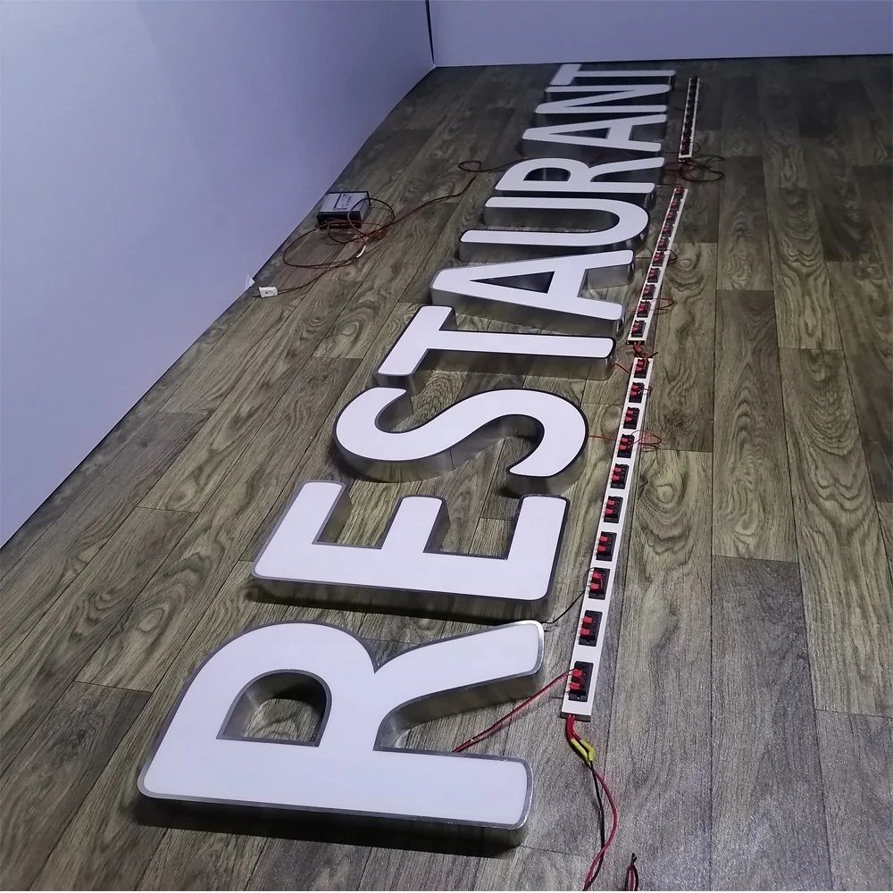 Логотип со светодиодными фонарями вывеска для ресторана вывески магазинов 3D электронные светодиодные наружные цена с логотипом