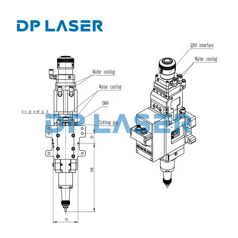 Laser Equipment Parts Raytools BD04K 4000W 3D Auto Focus Laser Tube Cutting Head for Cutting Machine Dapeng