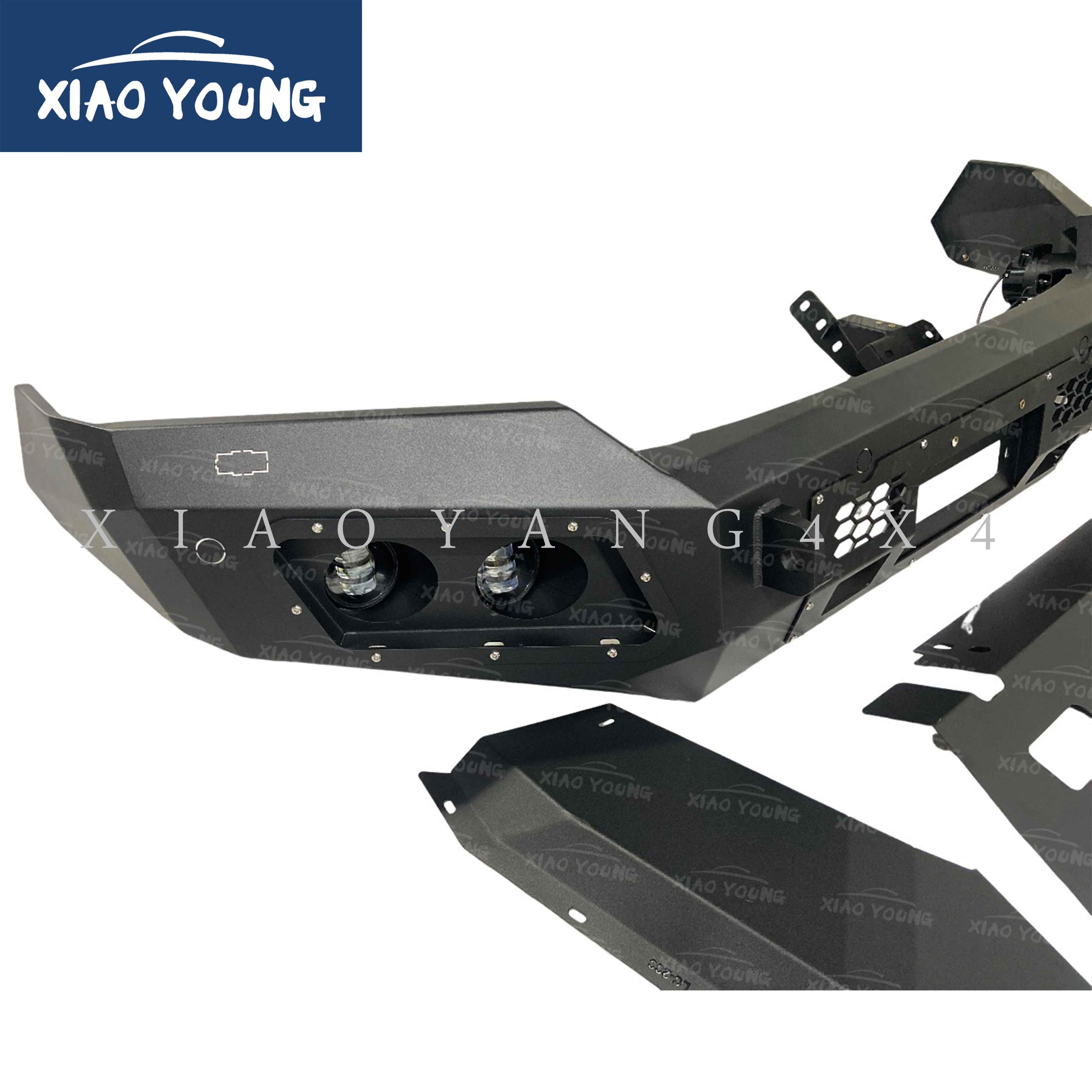 Factory Steel Black Front Bumper Guard For Hilux Revo Vigo NP300 BT50 Ranger Bull Bar with LED light
