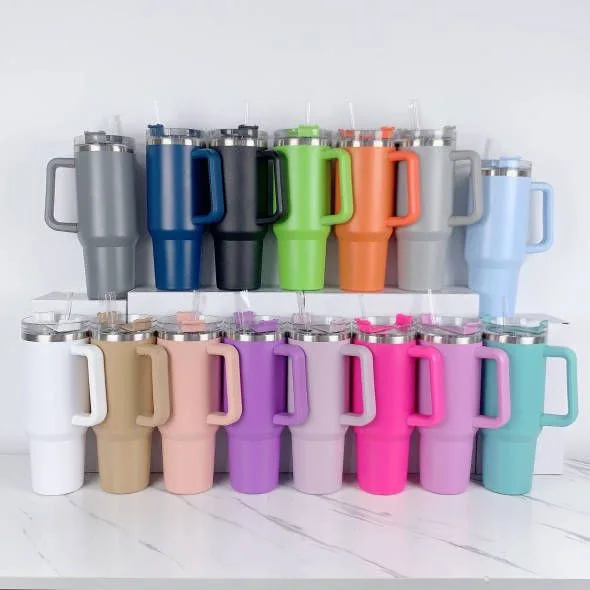 Car Insulated Stainless Steel Thermos 40oz Water Bottles Water Coffee Mugs Tumbler Cups 40oz With Handle Wholesale Bulk