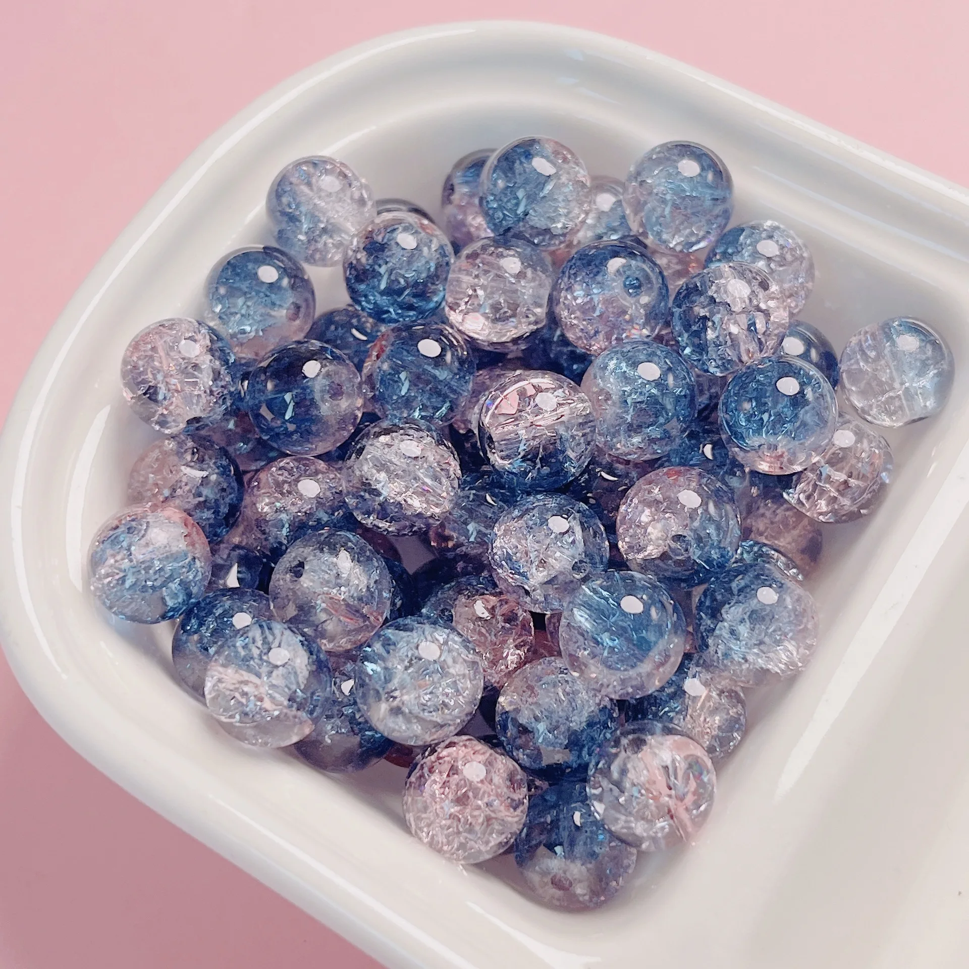 10mm Cracked Ice Burst Gradient Glaze Loose Beads DIY Necklace Bracelet Material Accessories Glass Beads