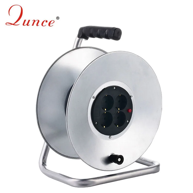 Bulk Sale Metal 4 Ways European type Cable Reel with thermal Cut-out Customized Drum Reel