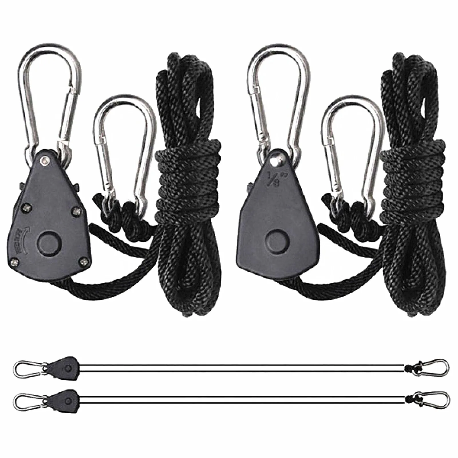150lb Capacity Rope Pulley 1/8 Adjustable tent Rope Hanger Kit Stainless Steel Clip