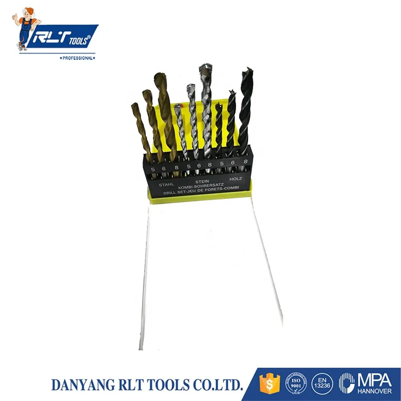 9pcs drill bit set combination drills set for wood ,stone and metal