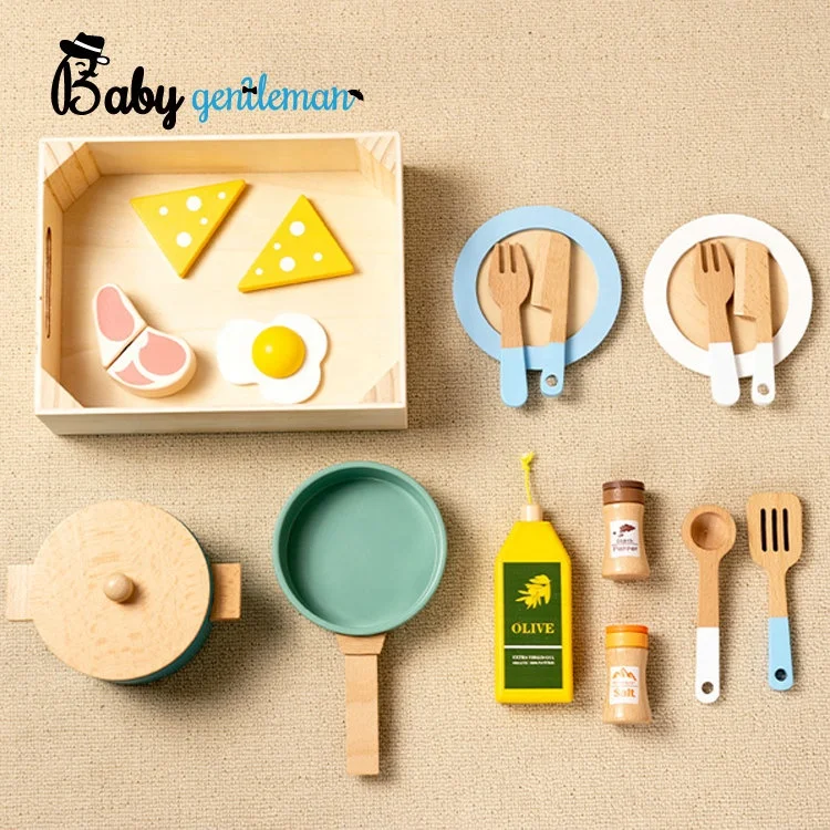 High Quality Pretend Play Kitchen Stove Wooden Cooking Toy Set For Kids Z10830D
