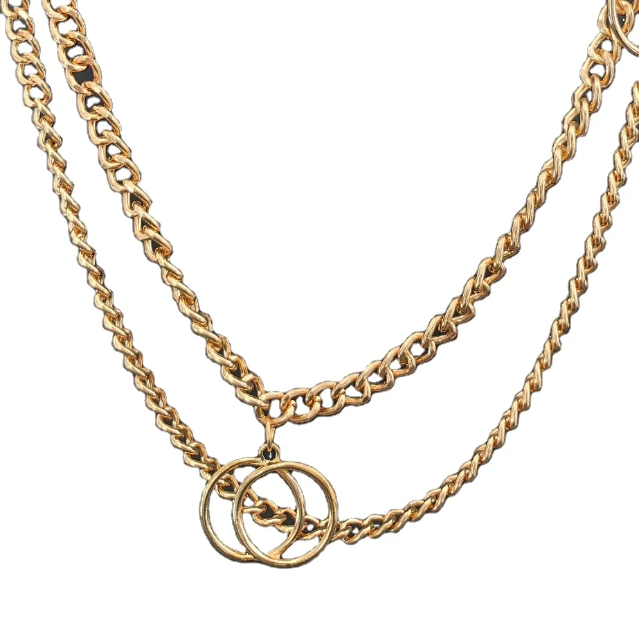 Ladies Fashion Accessories Luxury Designer High Quality Gold Silver Metal Thick Chain Waist Belts for Women