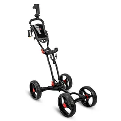 PLAYEAGLE Foldable 4 Wheels Golf Trolley Cart Aluminium Alloy Pull Cart Foldable Golf Push Cart Bag Carrier