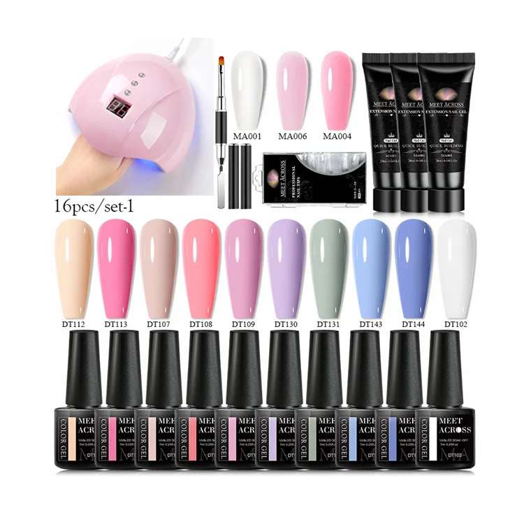Top Fashion Polish Supplier Hard Builder Beetle Tip And Glue Gel Nail Kit poly uv gel set nail extension