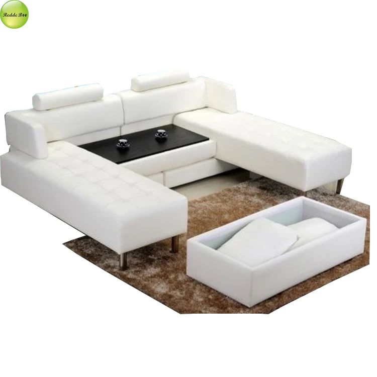 Modern White Folding Sofa Bed Turns To Sofa 3 Pieces With Storage Place Leather Furniture
