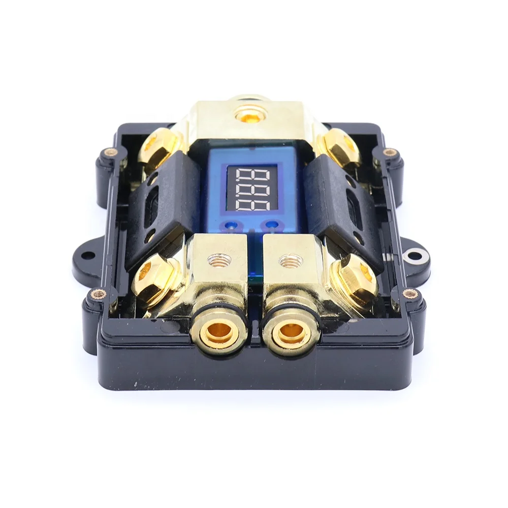 Led Display Digital Voltage ANL Fuse Holder 0 2 4 Gauge One in Two Out with 2pcs 100 Amp Fuse