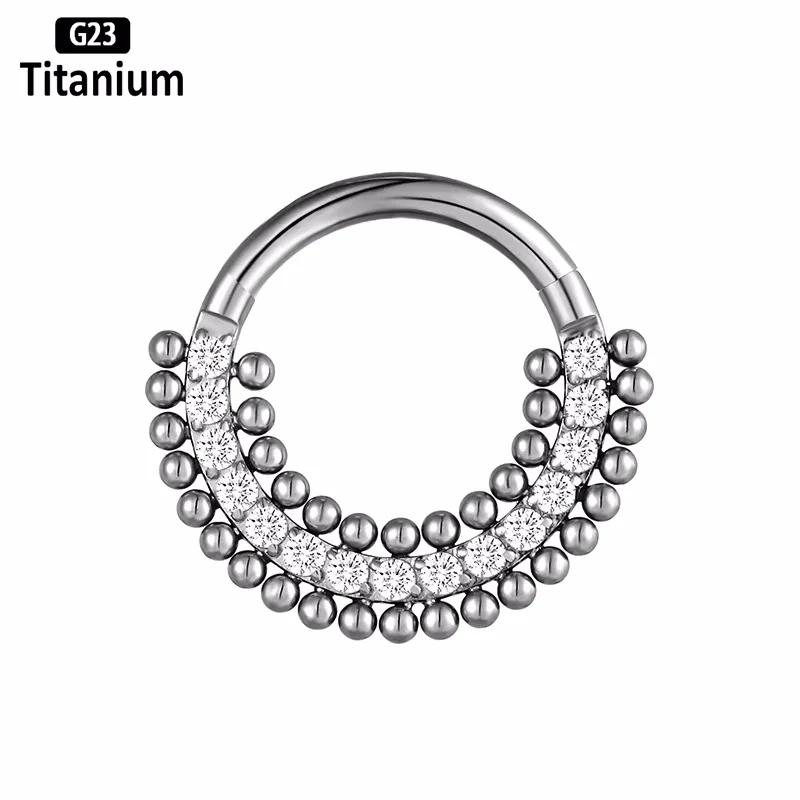 G23 Titanium Helix Piercing CZ With Ball Earring Septum Nipple Ring Conch Cartilage Tragus Piercing Jewelry ASTM f136 Nose Rings