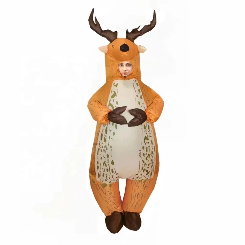 Inflatable Christmas Santa Claus Penguin Gingerbread Man Snowman Deer Costume Adult