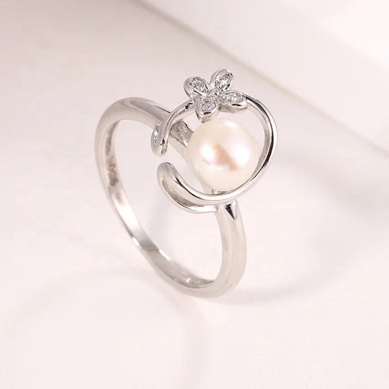 Fine Jewelry Zircon 925 Silver Casual Circle Flower Wholesale Dainty Unique Adjustable Rings Minimalist Jewelry For Women