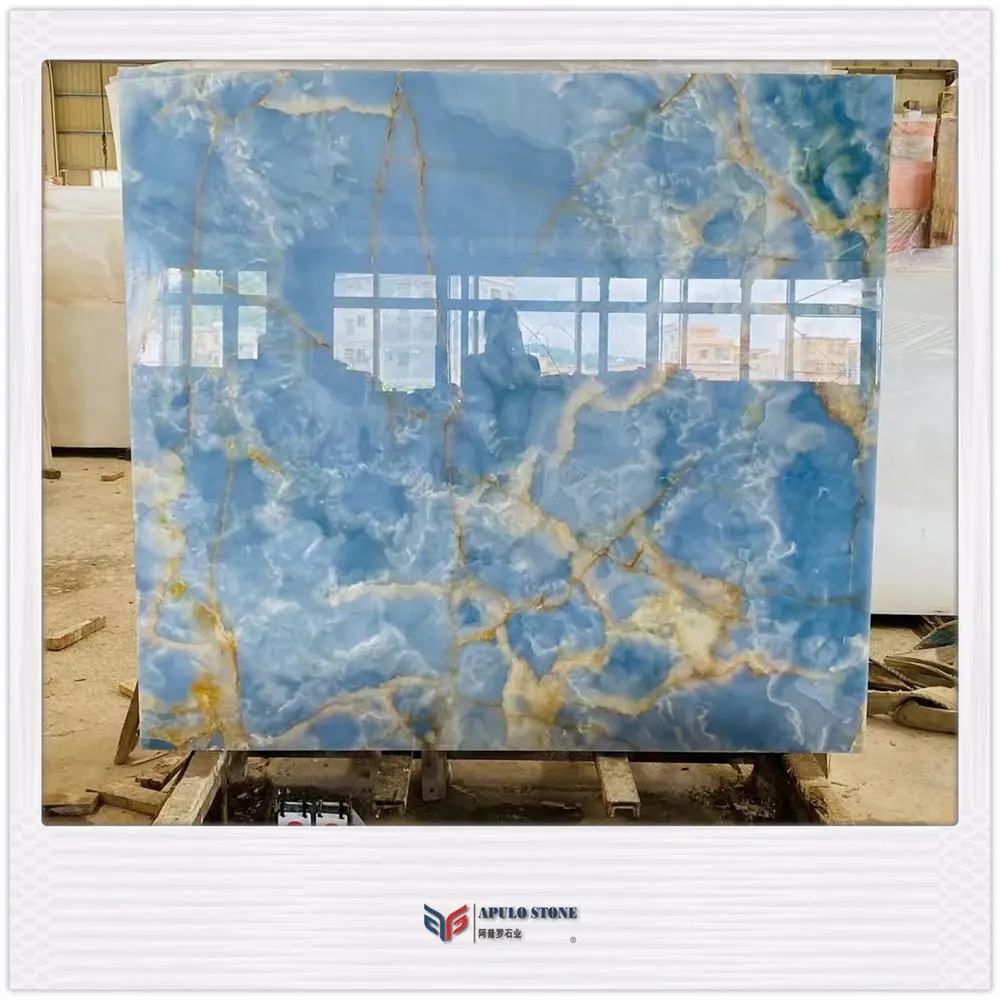 Apulo Hot sale Blue Onyx Marble Price Polished Slab Blue Onyx for Background Wall