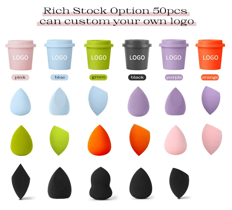 Beauty  Cosmetic Blender Customize Make Up Sponge Private Label Latex Free Coffee Cup Makeup Sponge