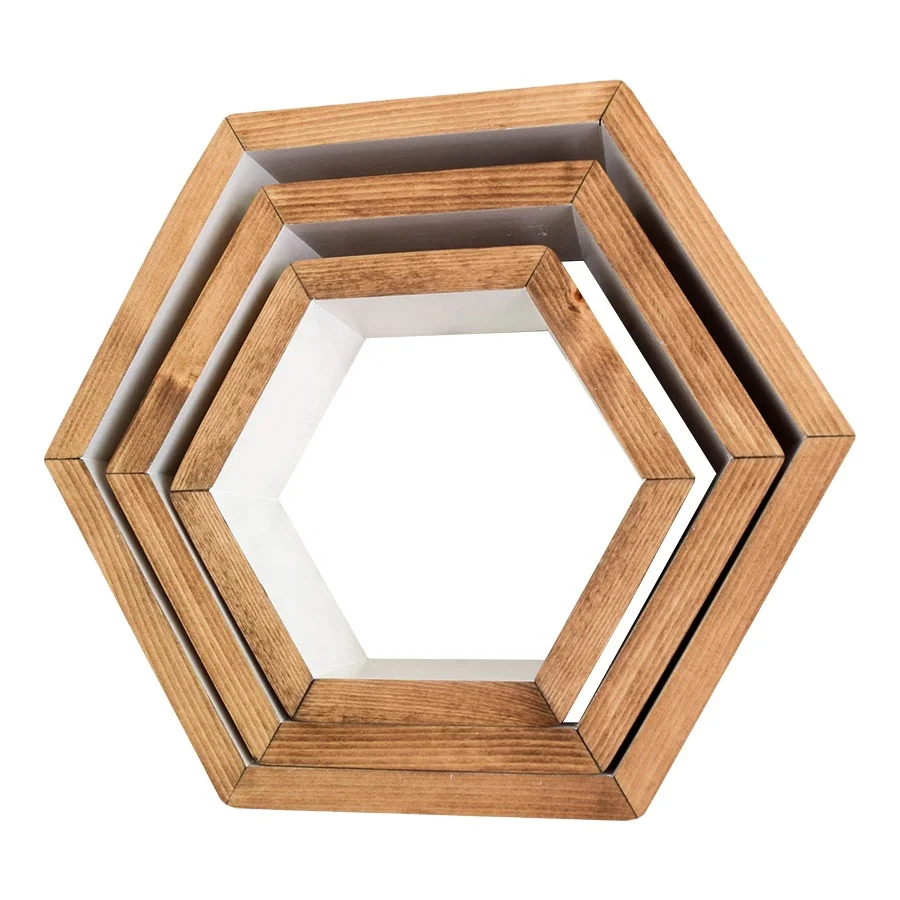 
 Wall Mounted Shelves Floating Hexagon Mirror Shelf  