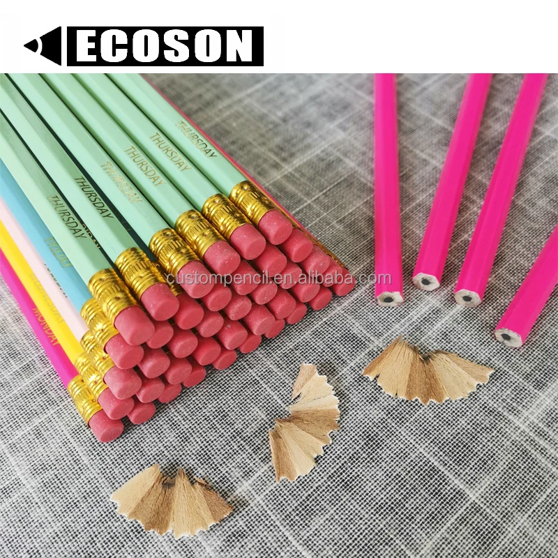 Chinese Factory Cheap Promotional Custom Printed  Logo Printed Pencil Wooden Pencil With Eraser