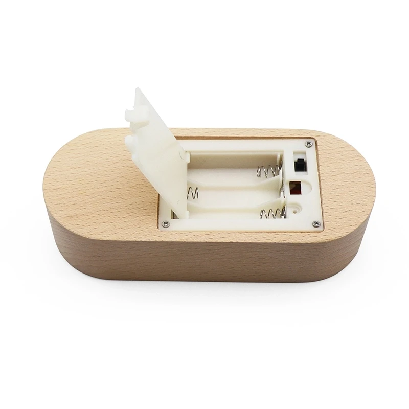 Factory directly Wholesale Led Night Light Table Lamp Wood Base with Battery box DC Cable