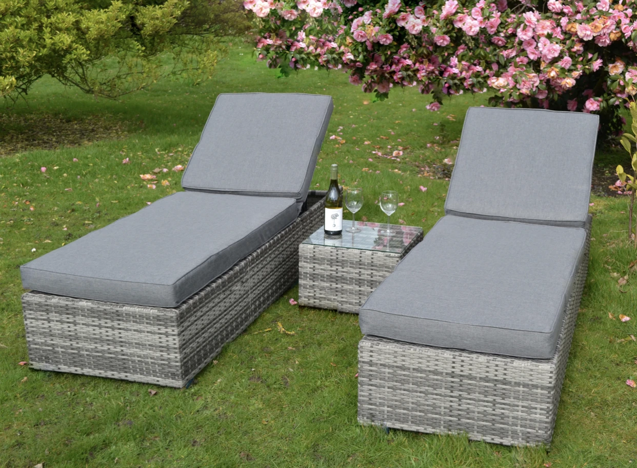 
Poly Rattan Sun Lounger Wicker Long Chair 
