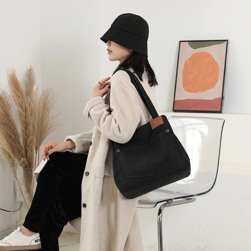 New Fashion Attractive Canvas Tote Bag Women Simple Handbag Shoulder Leisure Large Capacity Bags Canvas Tote Bag