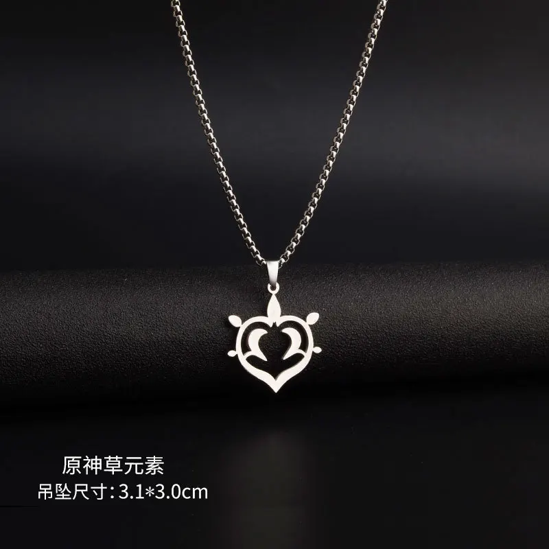 Genshin Impact Vision Necklace Stainless Steel Necklace 50cm Chain Length Seven Elements Hydro Dendro Electro Geo Pyro Anemo Cry