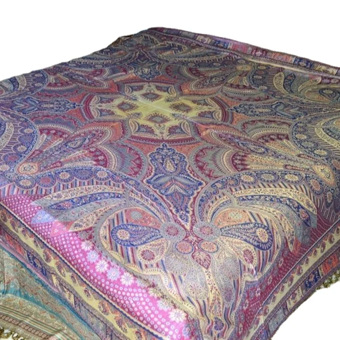 Large Wool Bedcovers Hotel YARN Indian DYED Jacquard PAISLEY 100TC Woven 60 100% Wool Benedetto PAB 10015 220x 250 Cms