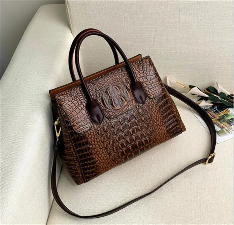 High quality crocodile pattern leather bags tote bag handbags for women