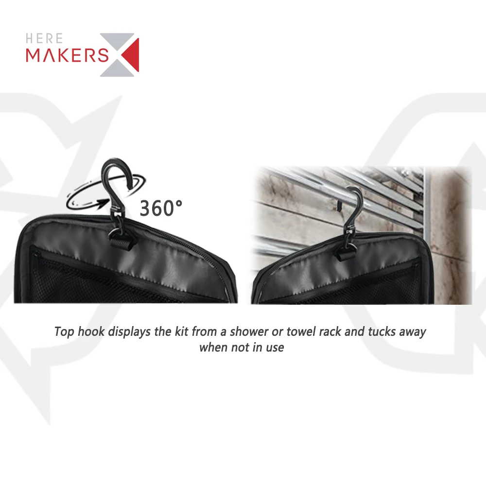 Factory Custom Large Capacity RPET Wash bag Waterproof Best Men Business Travel Toiletry Bag with Hanging Hook