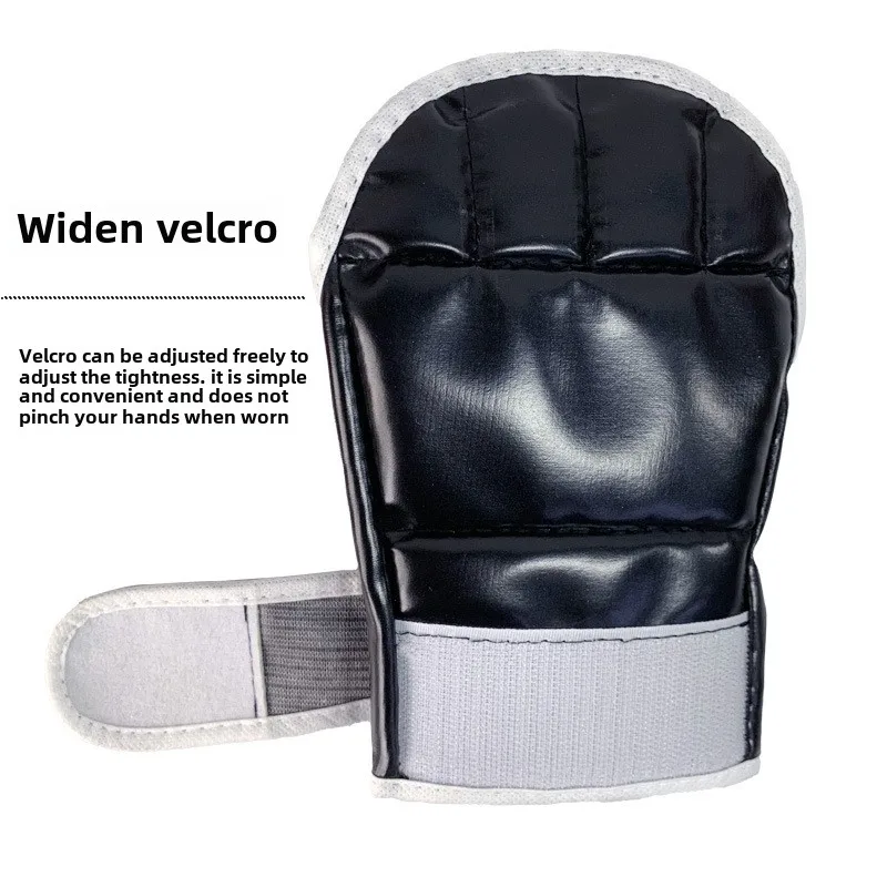 Cowhide Tiger Claw Gloves UFC Sanda Fighting Muay Thai Training 6oz 8oz Black PU Kickboxing MMA Adult Half-Finger Boxing Gloves