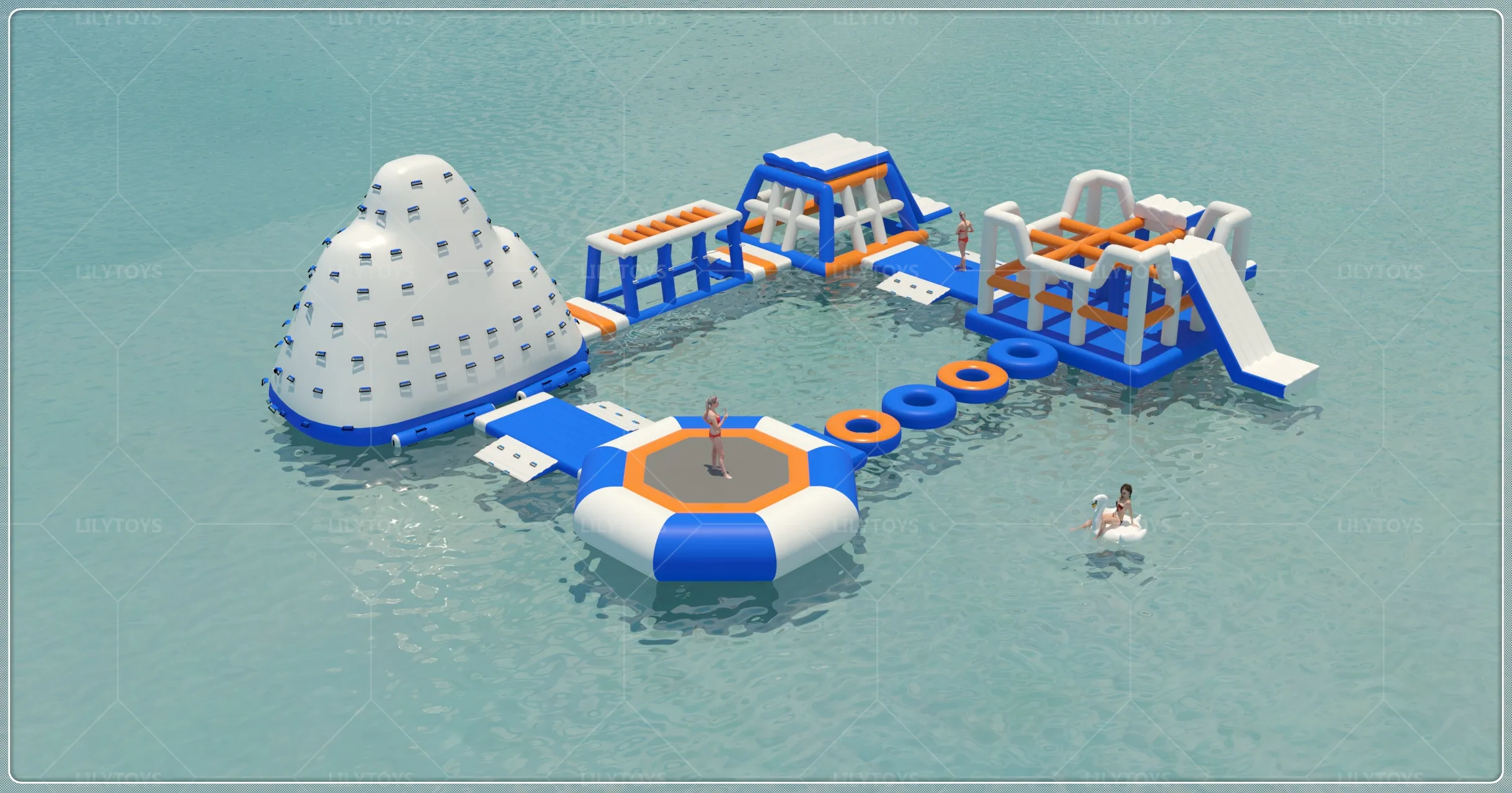 Lilytoys Manufacturers Floating Inflatable Water Slide And Obstacle Course Aqua Park For Summer