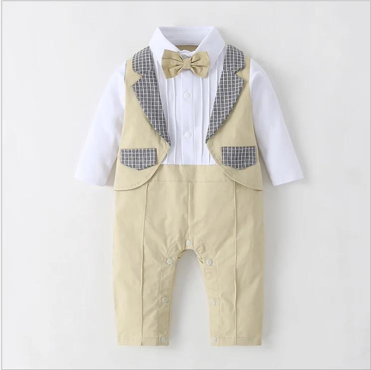 High Quality Summer Baby Boutique Children Clothes Boys Long Sleeves Baby Winter Plain Baby Rompers 2217
