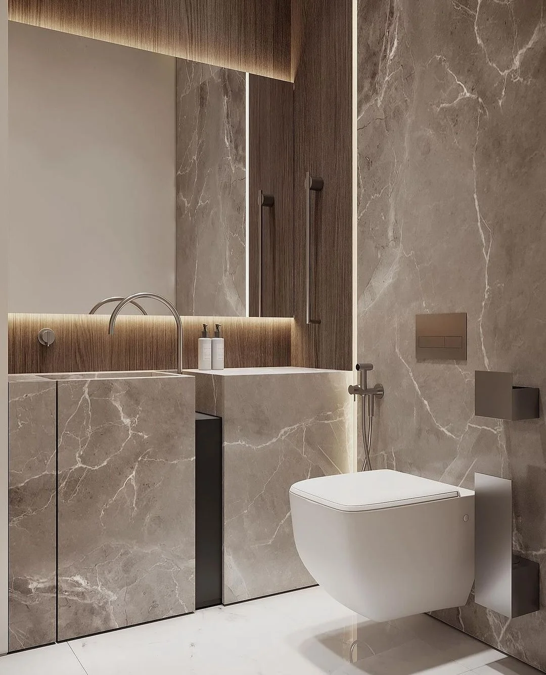 Natural Grey Marble Pedestal Sinks Bathroom Wash Basins Modern Design