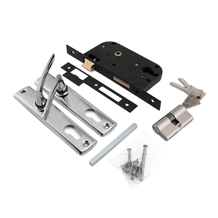 AKADA Cheap Economical Modern Aluminum Alloy Whole Door Locks Handle Set With Panel For Interior Wooden Door