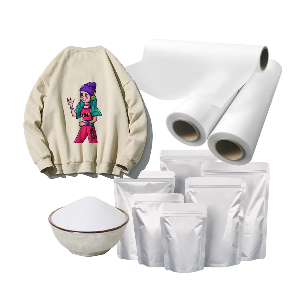 Tpu Powder cotton sublimation polyester hot melt adhesive white powder for heat transfer direct to film machine