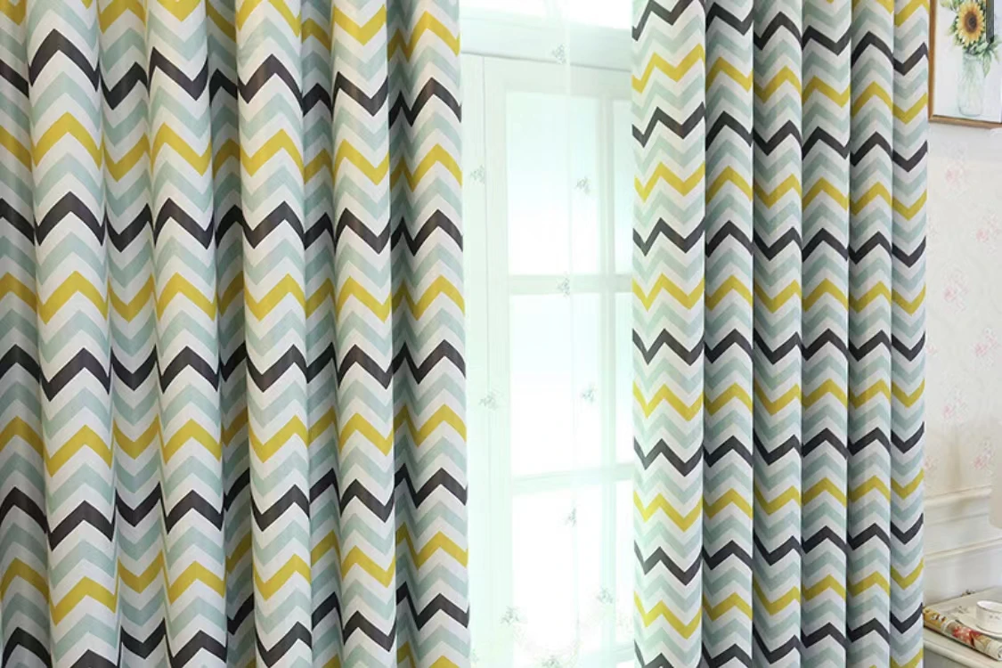 Hot Sale Chevron Printed Thermal Insulated Blackout Curtains Grommet Room Darkening Curtain For Living Room And Bedroom