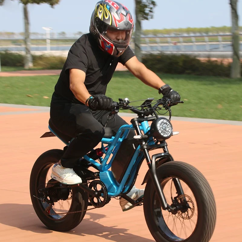 USA warehouse 1500W Fast electric bike retro motorcycle full suspension off road ebike 20 fat tires snow e-bike