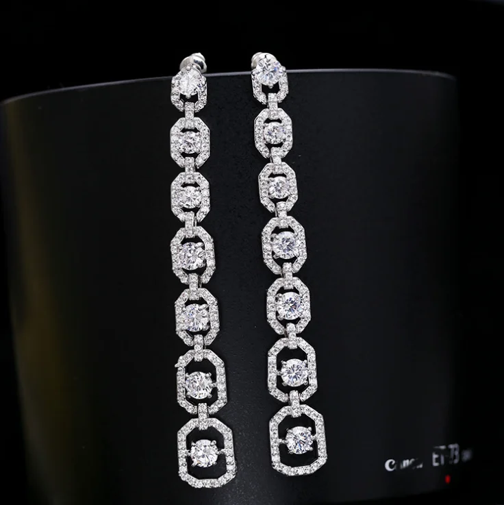 HOVANCI big earrings long drop dangle ball earrings 9 Micro inlay zircon large tassel water drop earrings