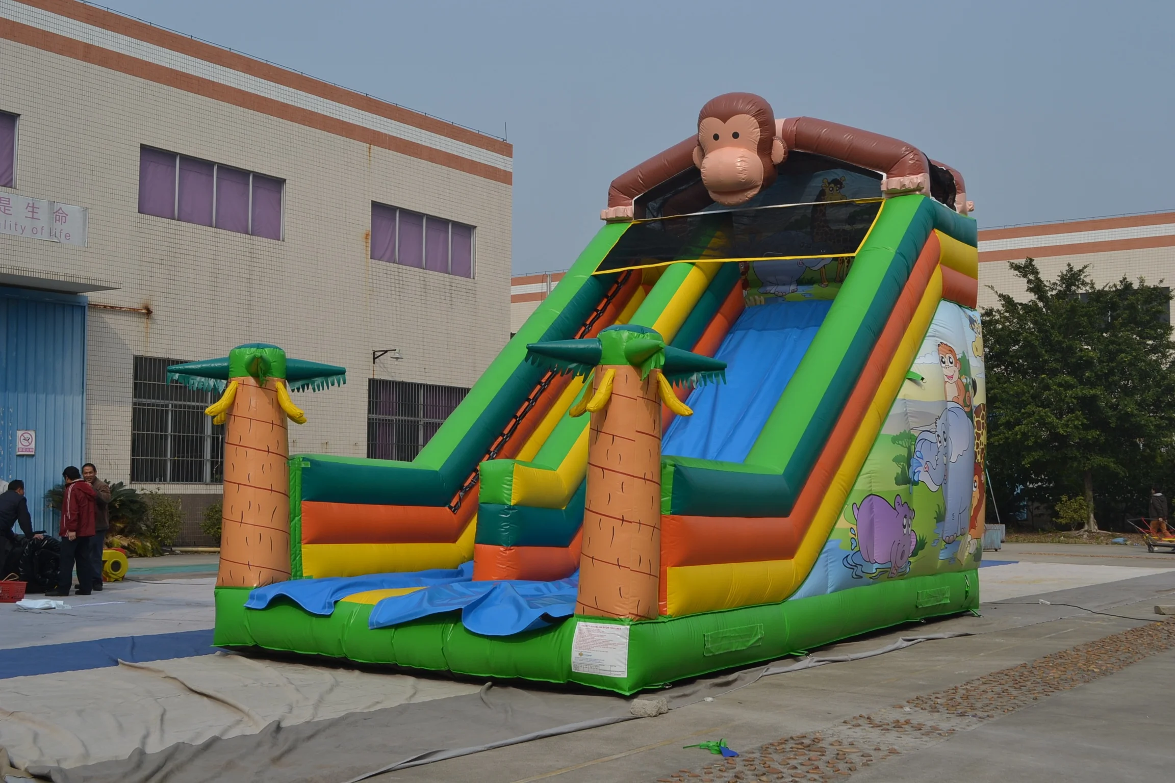 Monkey design inflatable dry slide commercial inflatable playground slide outdoor large adult inflatable slides