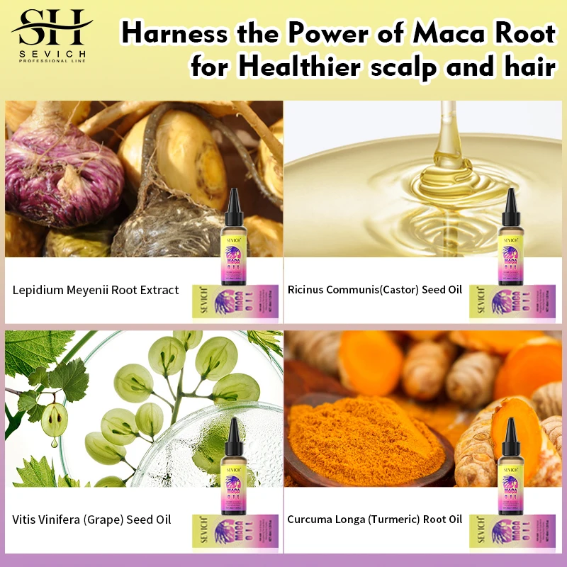 Private Label Organic Maca Powder Castor Oil Hair Growth Serum Oil Hair Care Set For Hair Loss Treatment