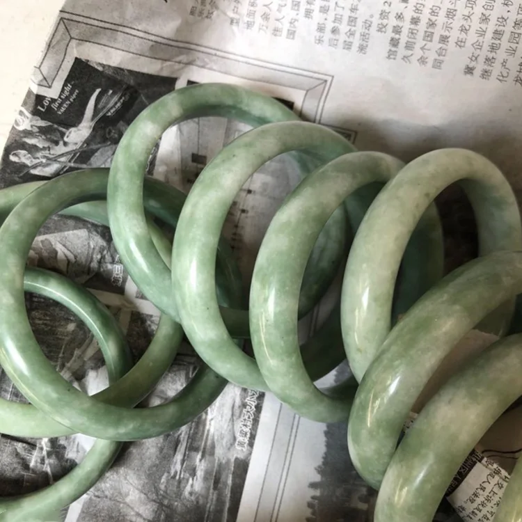 Green jadeite jade bracelet A Grade Classic shape natural gemstone jadeite bracelet jade round fashion bracelet JADE Bangles