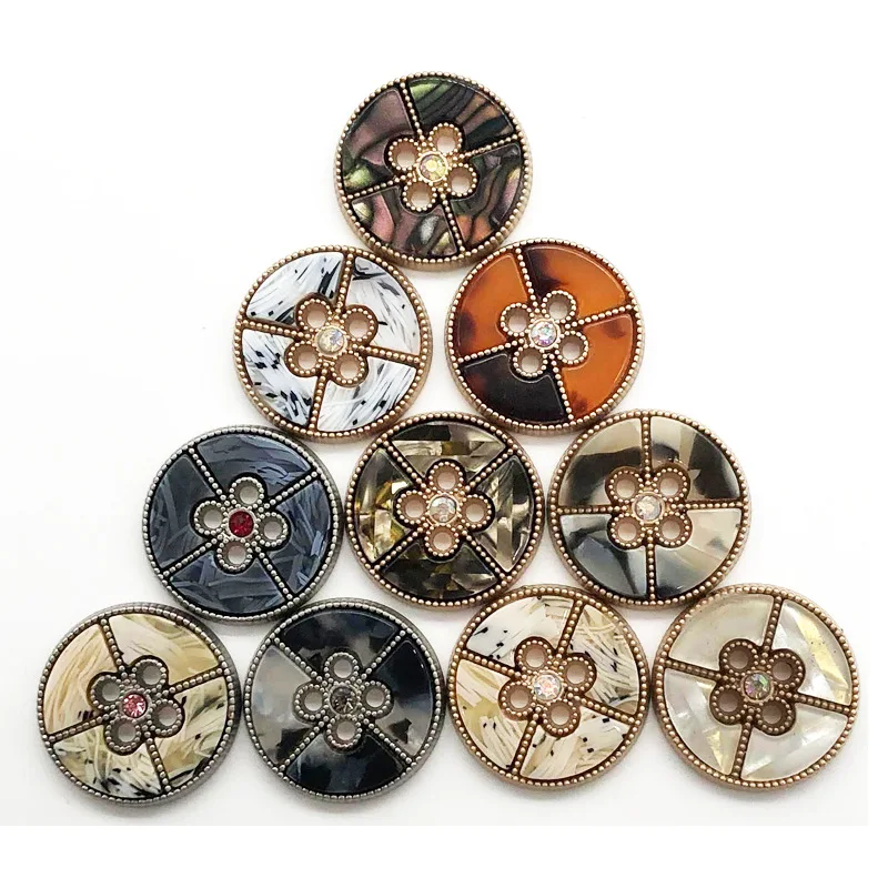 Metal buttons metal round four-eye hand-sewed jacket blouses versatile short-sleeved cashmere sweater coat buttons