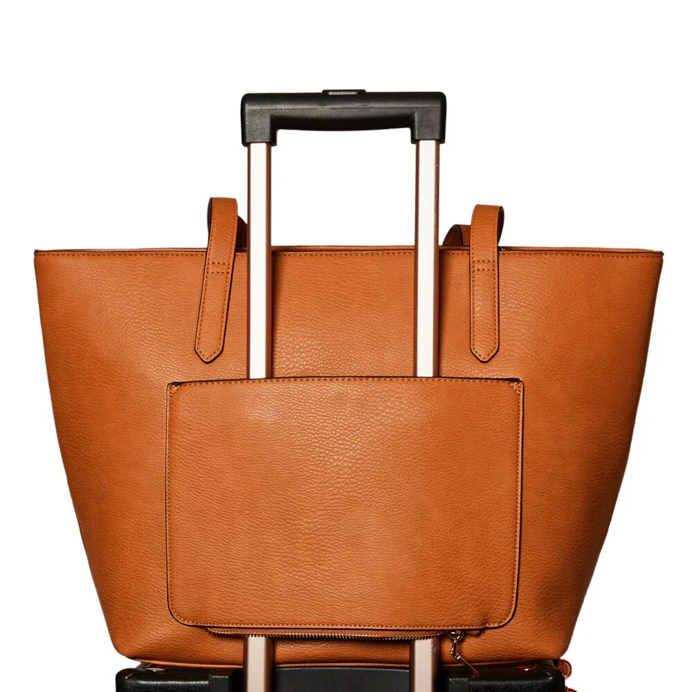 Stylishly Large Capacity Brown Leather Shoulder Bag with Removable Adjustable Shoulder Strap Travel Shopping Ladies Tote Bag