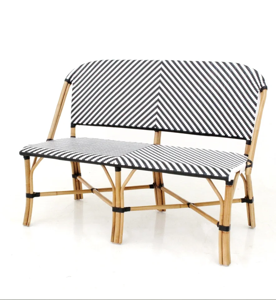 French style restaurant cafe canteen dining patio wicker bench