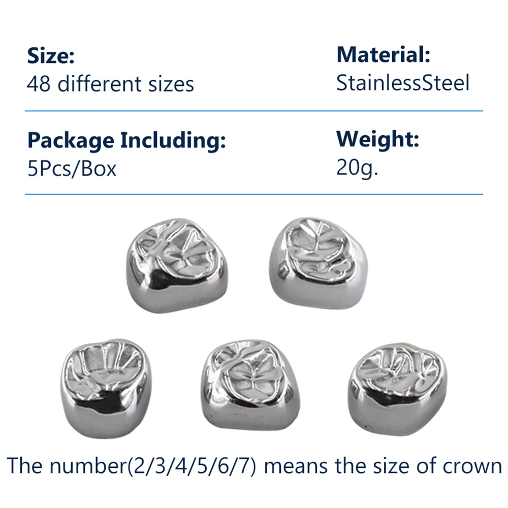 Dental Crown Kid Primary Molar Teeth 1st 2nd Stainless Steel Pediatric Temporary Crowns Dentist for Upper/Lower Left/Right