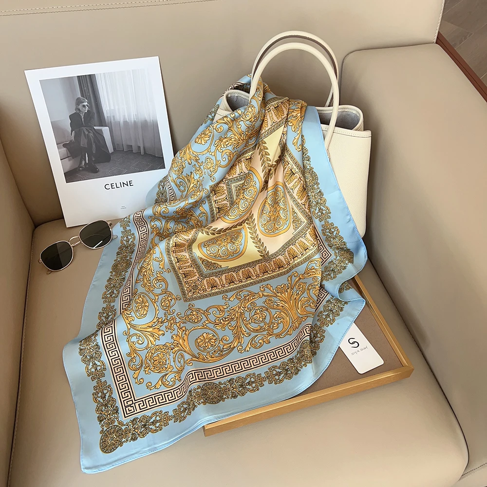 Wholesale 2024 New Styles 70*70cm  Silk Square Head Hair Scarves neck Tie Scarf Bandanas Women